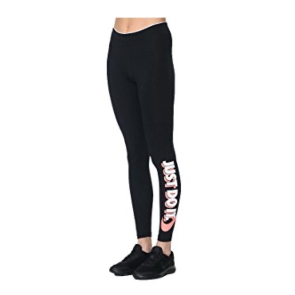Women’s Nike Black Leggings with 'Just Do It' Print Sz Small